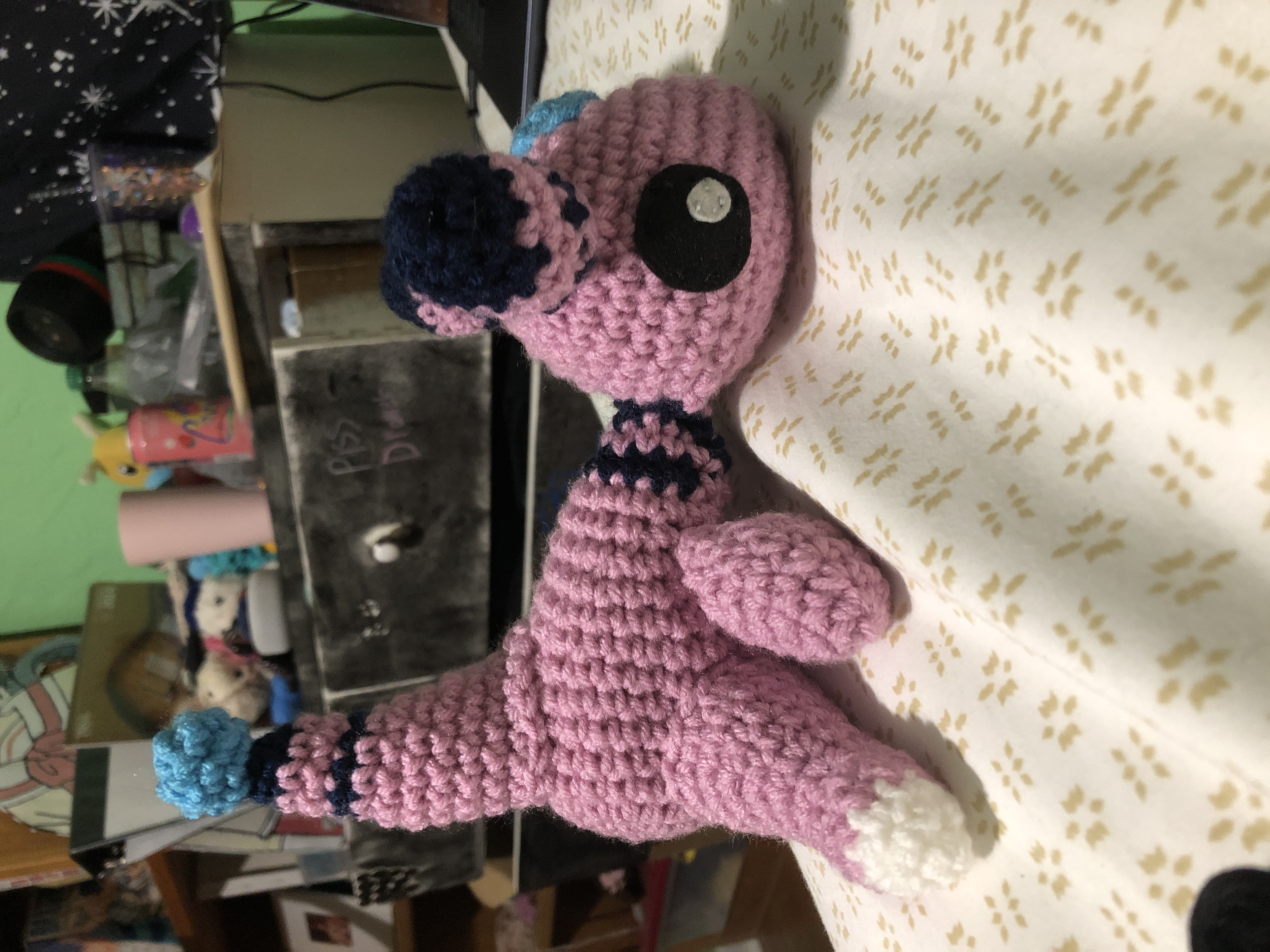 An amigurumi shiny Ampharos from Pokemon