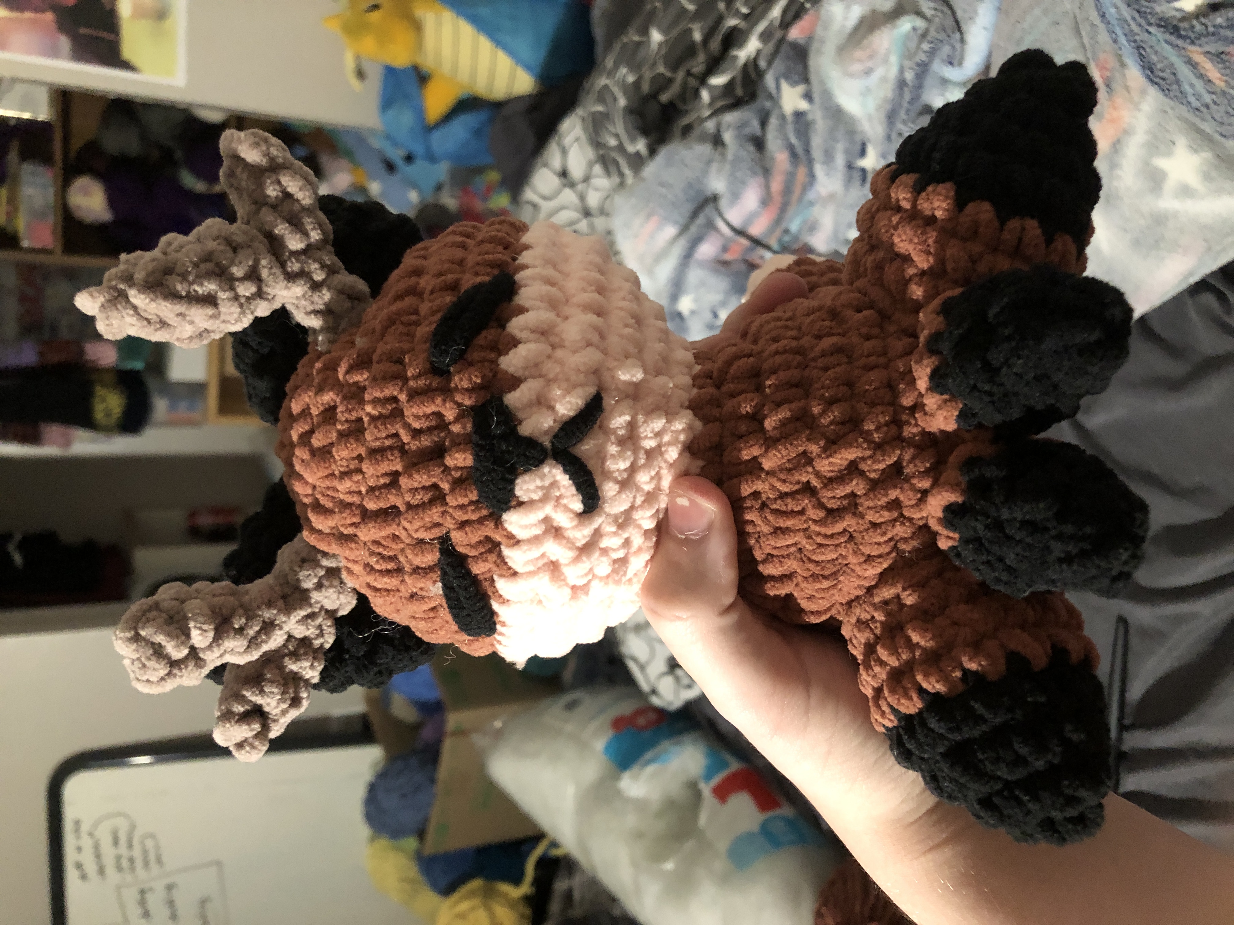 An amigurumi vixalope